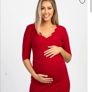 PinkBlush Maternity Scalloped V-Neck Dress